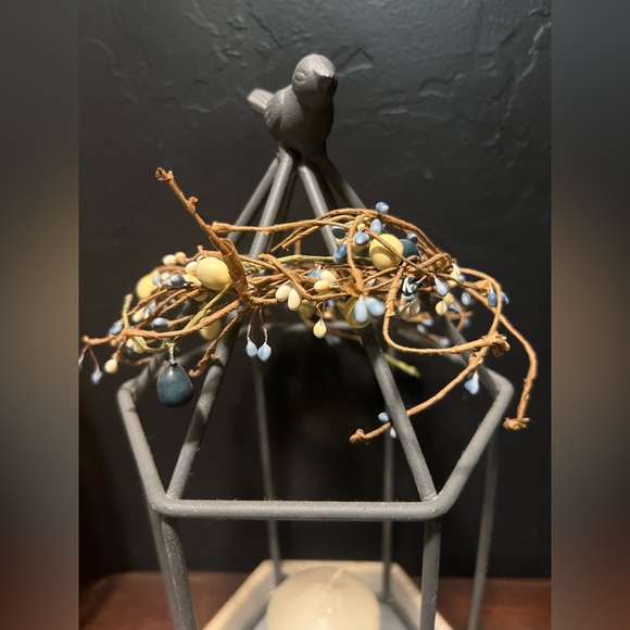 Pier One Imports Birds Nest Cage Lantern Candle Holder Metal & Wooden Plantero - Picture 8 of 11